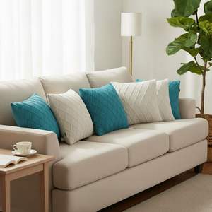 SOGA Ensemble de 6 housses de coussin en tricot torsadé turquoise, crème et gris anthracite de 45 cm – Housse de coussin haut de gamme - Product Image 2