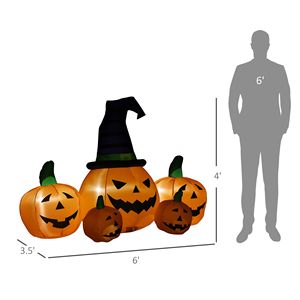 Zucca Gonfiabile di Halloween da 1,2 m con LED per Giardino e Interni, in PVC e Tessuto Oxford Resistente - Product Image 3