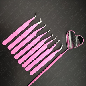 Juego de Pinzas para Pestañas de Acero Inoxidable de 8 Piezas en Rosa Intenso, Herramientas de Belleza de Alta Calidad para una Aplicación Precisa de Extensiones de Pestañas - Product Image 4
