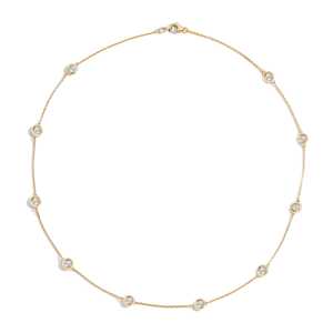 14K Gold Bezel Set Diamond Station <b>Necklace</b> 18 Inches Multi Stone Diamond By Yard Layering Choker Chains Wholesale Factory Price - Product Image 1