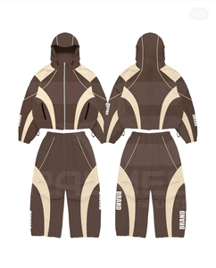 <b>Tracksuit</b> 2 Piece Hooded jacket and Trouser Baggy Sporty Style Color Blocking Winter Wear Adult Full Length <b>Tracksuit</b> - Product Image 1
