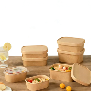 Round Kraft <b>Paper</b> Salad <b>Bowl</b> Takeaway Box Disposable <b>Paper</b> Food Container - Product Image 5