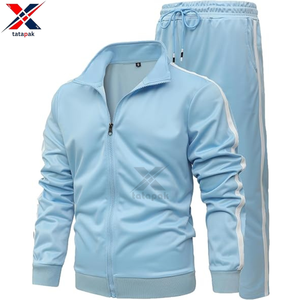 Conjunto Deportivo para Hombre, Estilo Vintage, Corte Ajustado, Chaqueta con Cierre y Pantalones, Ropa de Gimnasio, Tela Ligera, de Fábrica - Product Image 1
