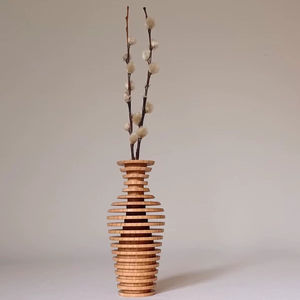 แจกันดอกไม้ไม้สไตล์โมเดิร์นสำหรับตกแต่งภายในอพาร์ทเมนต์ ดีไซน์เรียบง่าย ผิวสัมผัสธรรมชาติ - Product Image 1