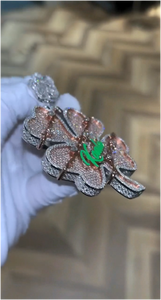 CONCEPTION GRA - Juego de Joyería de Trébol de la Suerte con Moissanita Verde Certificada, Plata 925, Chapado en Oro de 14K, Colgante Hip Hop Personalizado - Product Image 6