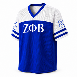 Zeta Phi Beta Mesh V-Neck T-Shirt Blue White Color Block <b>Short</b> Sleeve Men's Sporty Casual Wear Breathable Regular Fit - Product Image 5