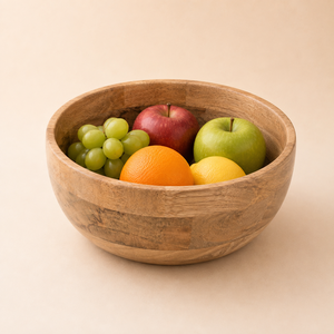 Tazón para Servir Frutas y Bocadillos de Madera de Mango Hecho a Mano, Diseño Clásico Ecológico, Decoración para el Hogar - Product Image 1