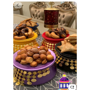 Plateau de service artisanal en métal pour le Ramadan, avec amandes, noix de cajou, raisins secs, dattes et noix – Offre spéciale - Product Image 4