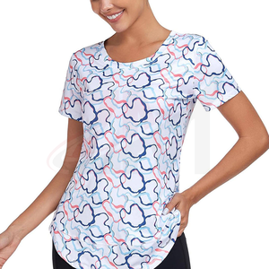 Camiseta de Manga Corta con Cuello Redondo y Estampado Geométrico para Mujer, Ajuste Holgado, Tejido Transpirable, Ropa Casual para Todas las Temporadas - Product Image 2