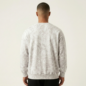 Sweat-shirt à col rond athlétique pour homme, délavé à l'acide, avec broderie 3D graphique minimaliste et strass, hauts décontractés - Product Image 4