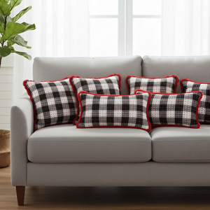 SOGA Juego de 6 Fundas de Cojín de Felpa con Diseño a Cuadros Buffalo Plaid de 4x45cm y 2 Fundas de Almohada de 30x50cm, Suaves y Cálidas - Product Image 3