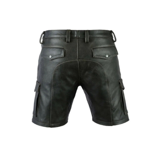 Professional Quality Custom Made Men Custom Leather Fashion Shorts / High Street Leather <b>Patches</b> Solid Pattern Cargo Short - Product Image 3