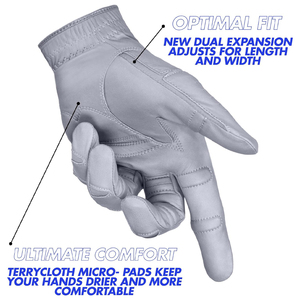 Gant de golf en cuir véritable blanc, main droite, antidérapant, fermeture auto-agrippante, gant de sport unisexe - Product Image 3