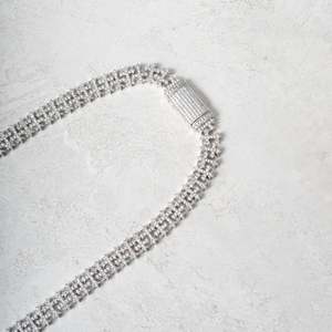 Luxury 925 Silver Rhodium Plated <b>Statement</b> <b>Necklace</b> Brilliant Cut Prong Setting Tennis Chain Hiphop Fine - Product Image 3