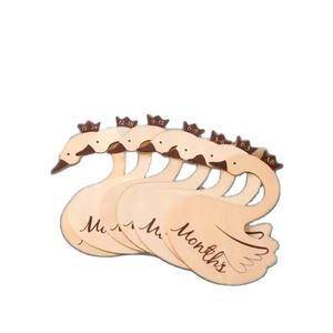 Divisores de armario de bebé cisne de madera hechos a mano, organizadores colgantes de tamaño de ropa, perfectos para decoración de habitación de bebé y guardería - Product Image 1