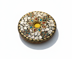 Porta Incienso Redondo de Piedra Hecho a Mano para Conos y Varillas – Quemador de Incienso Decorativo Navideño | Decoración Redonda Hecha a Mano para el Hogar Round-ISRH5 - Product Image 3