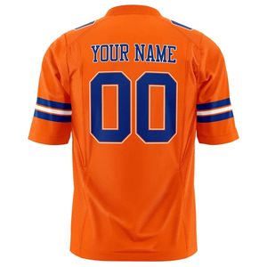 Maillot de football personnalisé pour homme, orange et bleu, col en V, manches courtes, impression sublimée, maille respirante, évacuation de l'humidité, séchage rapide - Product Image 5