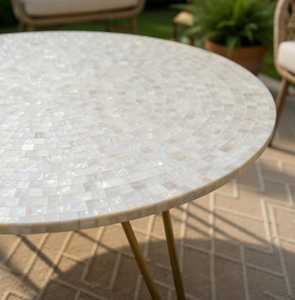Table basse artisanale écologique polie de luxe, meubles de salon faits à la main, nacre, CRAFTSY HOME CH-588 - Product Image 1