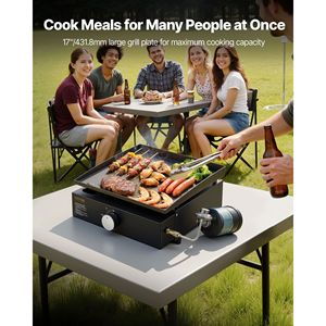 Piastra di Cottura Commerciale Professionale da 16,9 Pollici, Manuale, Antiaderente, in Acciaio, a Gas Naturale, da Banco, per Pentole e Padelle - Product Image 3