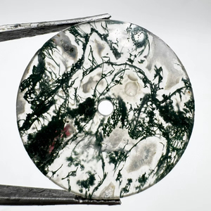 Esfera de Reloj de Ágata Musgosa Natural de 28.50mm Verde/Blanco, 1mm de Grosor, Estilo Clásico, Elegante y de Lujo, para Fabricación de Relojes al por Mayor - Product Image 1