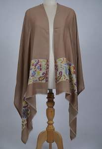 Châle en cachemire et laine fine VIC pour femme, usage quotidien hivernal, élégant, bordure florale tissée, doux, chaud, de qualité supérieure, 70x200cm - Product Image 4