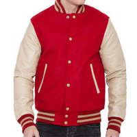 Blouson universitaire homme coupe ample personnalisé style Letterman, type baseball, chaud pour l'hiver, en polyester/coton, col montant, coupe-vent