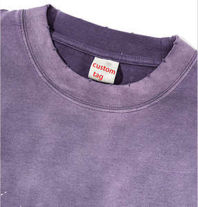 Distressed <b>Vintage</b> Oversized Tee Heavy Cotton Ripped Streetwear T Shirt Custom Logo Distressed <b>Tshirt</b> Men Loose Fit <b>Vintage</b> Wash - Product Image 3