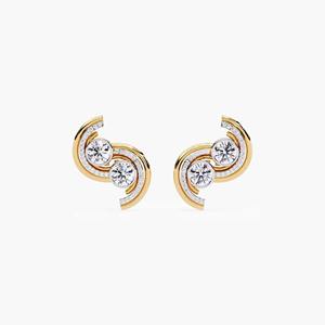 Pendientes de tuerca curvos de oro de 14 quilates chapados en dos tonos con diamantes cultivados en laboratorio para mujer, pendientes de tuerca en espiral, regalo - Product Image 2