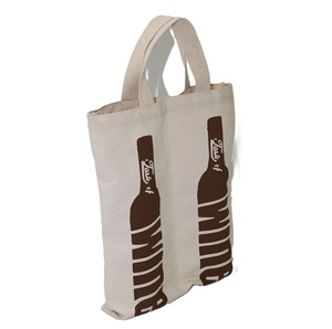 12 Oz Natural <b>Canvas</b> Whisky Bottle Tote Bag One Colour Print with Cotton Web Handle for Wine Gift Promotion - Product Image 2