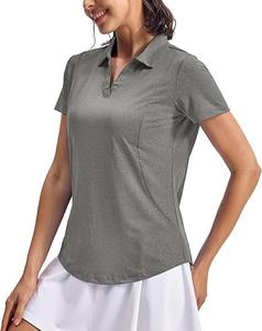 Tops décontractés pour femmes, respirants, à séchage rapide, à manches courtes, col classique, mélange polyester/coton, logo de marque personnalisé - Product Image 6
