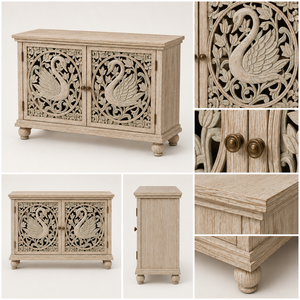 Modern Antique Durable Solid Mango Wood <b>Sideboard</b> <b>Storage</b> Handmade Eco-Friendly Design Metal Handles 2 ft Capacity for Hotel - Product Image 4