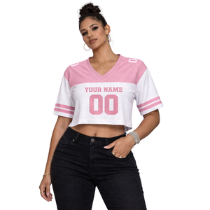 Camiseta Deportiva Corta Rosa y Blanca para Mujer, Personalizada con Nombre y Número, Cuello en V, Manga Corta - Product Image 1