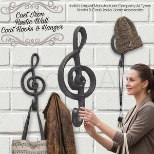 ตะขอแขวนผนังอเนกประสงค์รูปทรง Treble Clef ทำจากเหล็กหล่อ งานแฮนด์เมด ตกแต่งด้วยลูกปัด สไตล์เรโทร สำหรับแขวนเสื้อผ้า รุ่น CIH 243 - Product Image 2