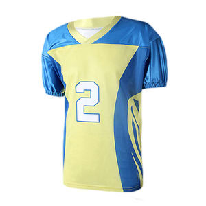 Uniforme de Fútbol Americano Sublimado Personalizado, Conjunto de Jersey y Pantalones Azul y Amarillo para Hombre, Cuello en V, Manga Corta, Corte Regular, Absorbe la Humedad - Product Image 2