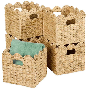 Natural Space-Saving Storage for Laundry Toys Home Essentials Versatile <b>Foldable</b> Water Hyacinth <b>Basket</b> Set - Product Image 1