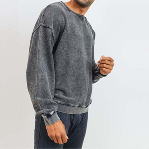 เสื้อสเวตเชิ้ตคอกลมวินเทจคุณภาพสูงสำหรับผู้ชาย ผ้าฝ้ายเฟรนช์เทอร์รี่ผสมโพลีเอสเตอร์ ล้างสีแบบแอซิดวอช พิมพ์ลายตามสั่ง บุซับในสำหรับฤดูหนาว - Product Image 2
