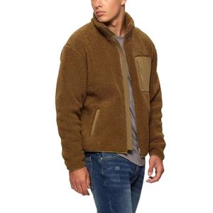 <b>Men's</b> Comfortable Sherpa Lined <b>Trucker</b> <b>Jacket</b> Warm for Winter and Cold Weather with Stand Collar High Street Style - Product Image 1