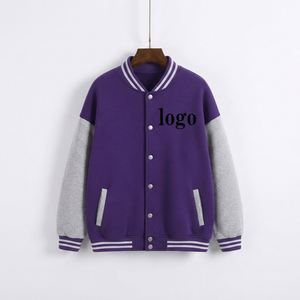 เสื้อแจ็คเก็ตเลตเตอร์แมนแบบยูนิเซ็กซ์ สีพื้น ผ้าฟลีซ คอปกพับได้ ติดกระดุม สวมใส่สบายๆ สำหรับฤดูใบไม้ร่วง - Product Image 5