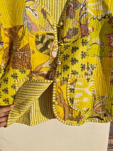 Veste bomber indienne faite à la main pour femmes, vêtements d'hiver, style bohème, patchwork réversible, à capuche, 100% coton, imprimé animal - Product Image 5