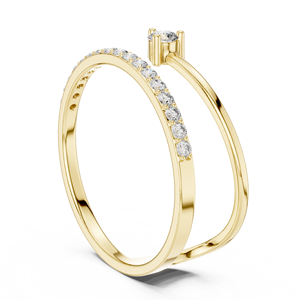 Anillo minimalista de oro amarillo macizo de 14k con diamante de corte redondo y banda de forma abierta para mujer, ideal para compromiso, aniversario o regalo de boda. - Product Image 3