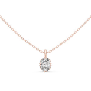 Pendentif ovale en or blanc 14 carats avec diamant de laboratoire pour femme |   Vêtements de bureau |   Nouveau diamant cultivé - Product Image 2