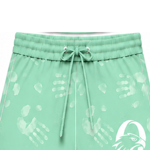 Short de bain vert menthe et blanc léger, séchage rapide, respirant, avec cordon de serrage à la taille, pour l'entraînement, la performance, la natation et le sport - Product Image 3