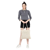 Sac fourre-tout en coton macramé au crochet Brazeal Studio, haute couture glamour, pour femme, logo personnalisé, fait main, naturel, décontracté, quotidien