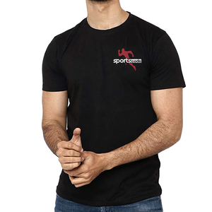 Camiseta Deportiva de Manga Corta para Hombre Sportscode, Cuello Redondo, Color Negro, Logotipo Estampado en la Parte Delantera, Corte Regular, 100% Algodón Jersey, Estilo Casual y Deportivo - Product Image 1