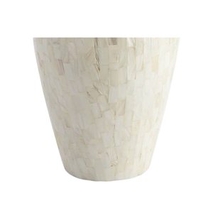 Vase moderne fait main en nacre avec incrustation de coquillages, décoration florale ronde pour table - Product Image 4