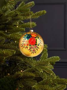 Hand-Painted Kashmiri Paper Mache Christmas <b>Tree</b> <b>Ornament</b> – Floral & Bird Design - Product Image 4