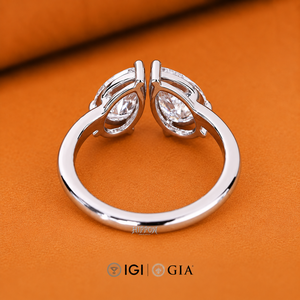 Anillo de Compromiso con Diamantes Toi ET Moi, Anillo de Boda con Diamante en Forma de Pera, Anillo con Diamante en Forma de Lágrima, Anillo con Dos Diamantes Cultivados en Laboratorio - Product Image 3