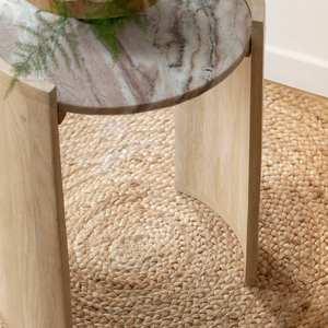 Mesa auxiliar Vandana Lyra Solace de madera de mango y mármol - Product Image 2