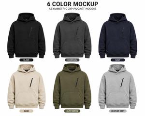 Sweat à capuche personnalisé pour homme, coupe oversize, demi-zip, 370g, en Spandex/Coton, avec devant uni, en molleton épais, faible MOQ - Product Image 6