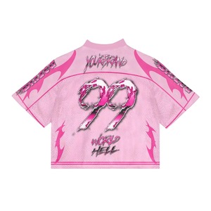 Camisetas de dos piezas para hombre, 100% poliéster, corte holgado, malla transpirable, logotipo personalizado, cuello acanalado, estampado en la parte delantera. - Product Image 2